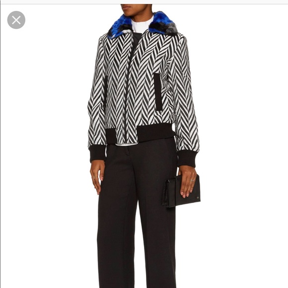 Self-Portrait Faux Fur-trimmed Bomber Jacket - Picture 6 of 8